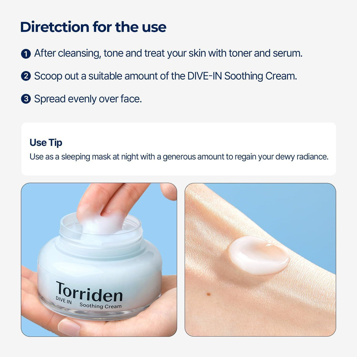 Torriden Creme Calmante DIVE IN Ácido Hialurônico de Baixo Peso Molecular 100 ml