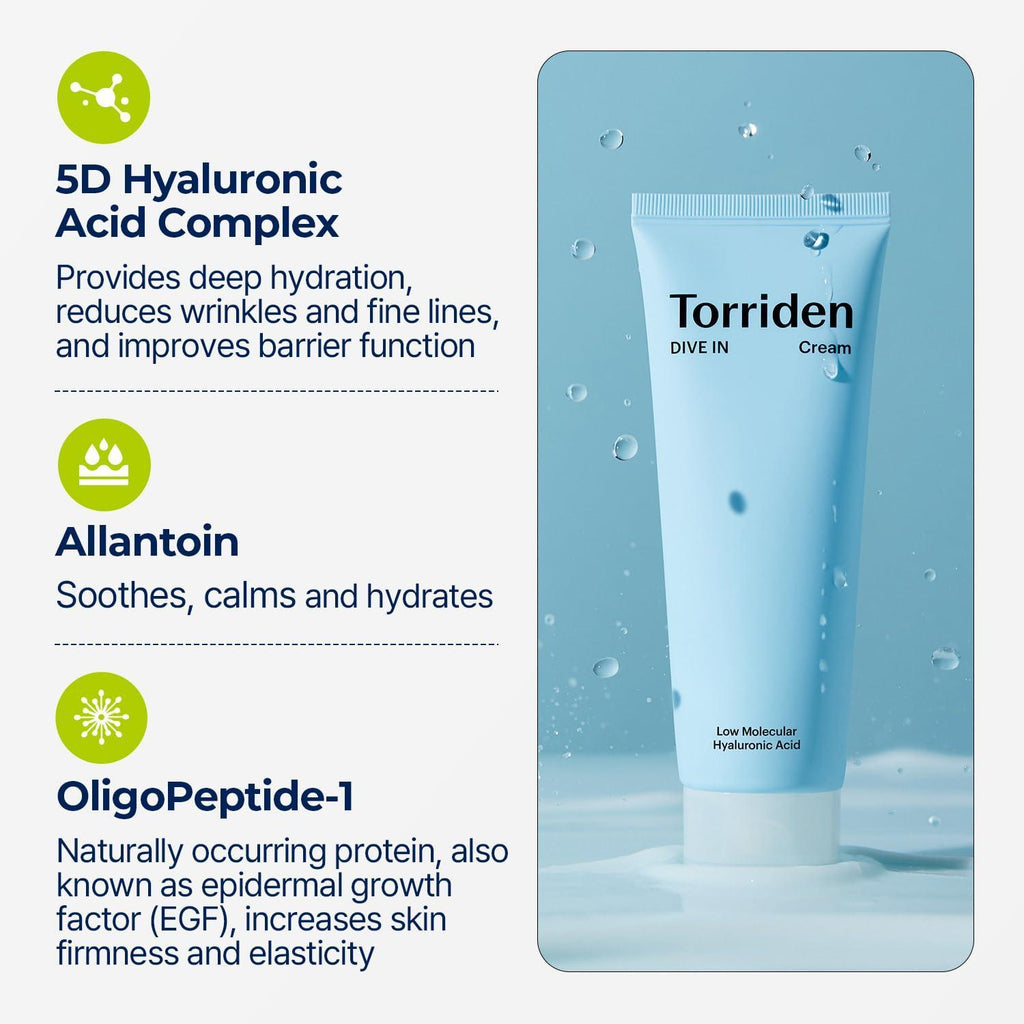 Torriden Creme DIVE IN Ácido Hialurônico de Baixo Peso Molecular 80 ml