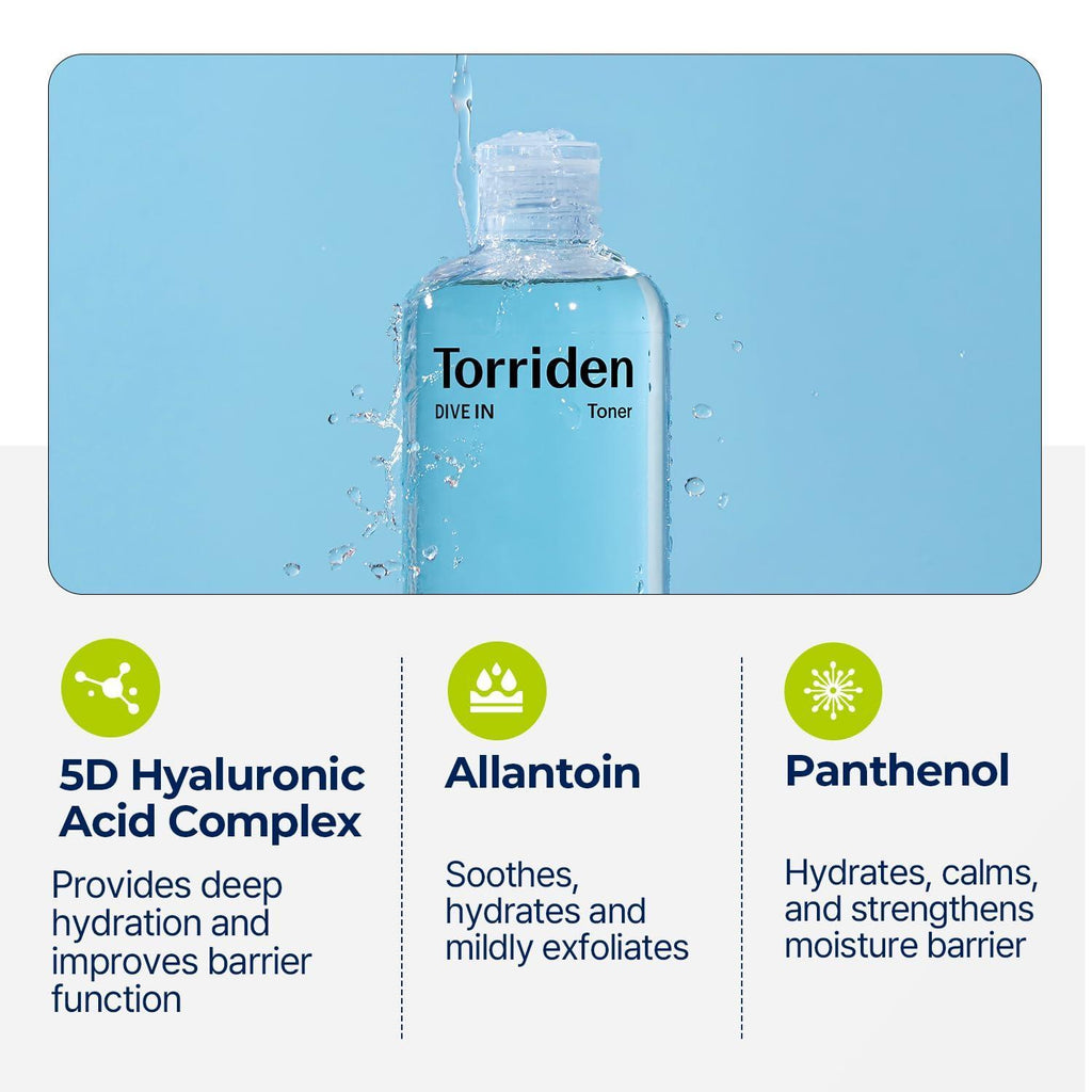 Torriden Tônico DIVE IN Ácido Hialurônico de Baixo Peso Molecular 300 ml