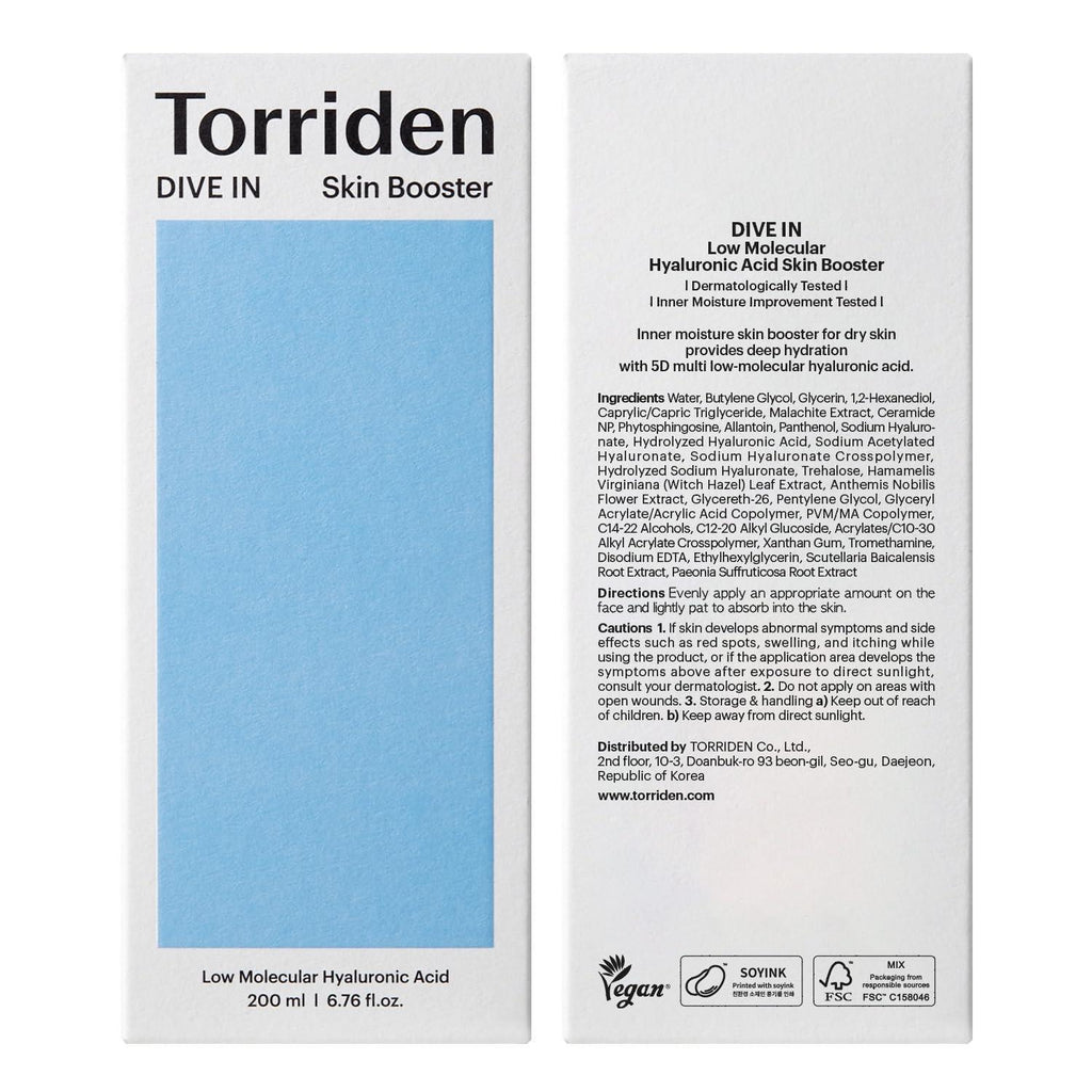 Torriden Tônico DIVE IN Ácido Hialurônico de Baixo Peso Molecular 300 ml