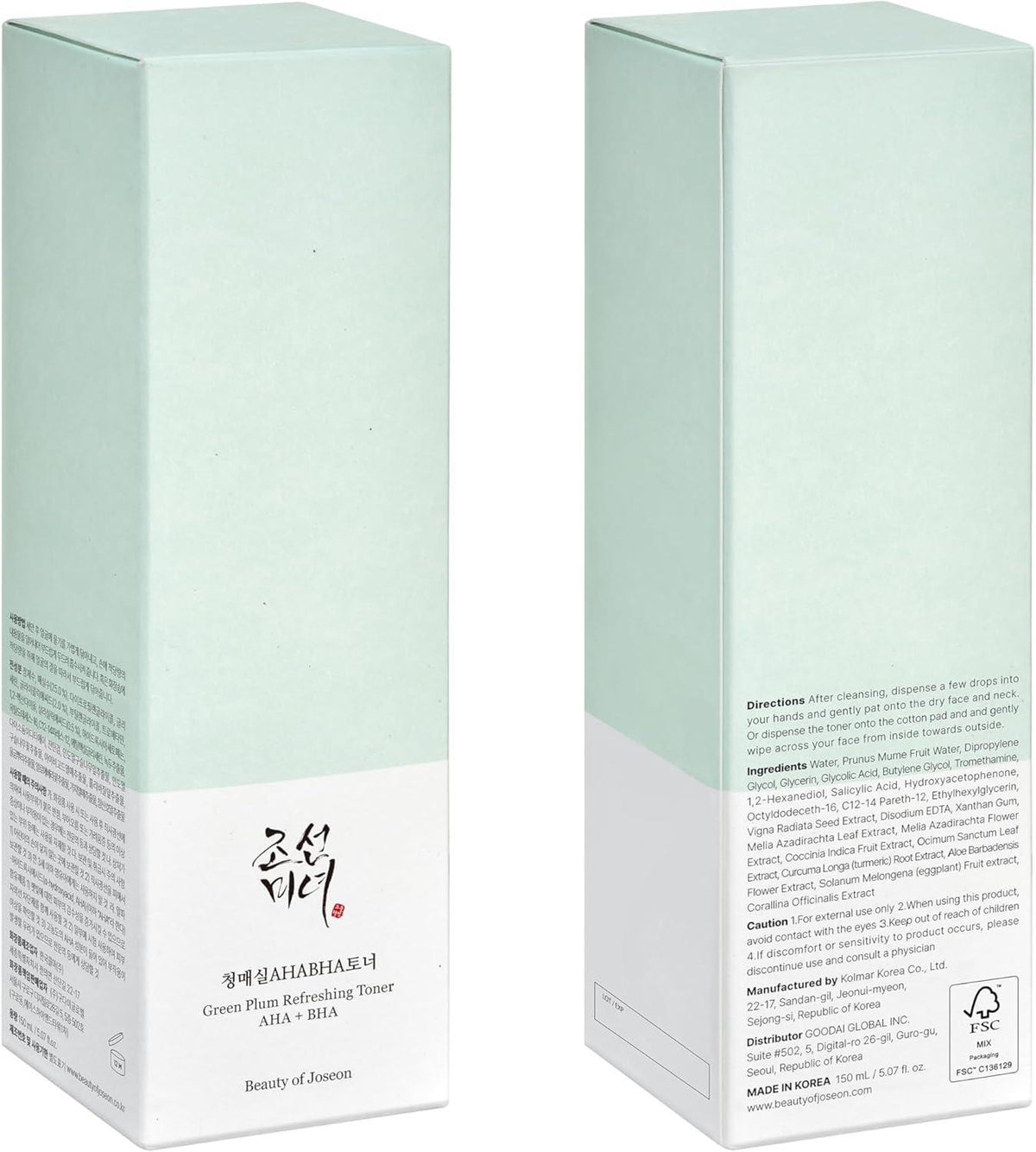 Beauty of Joseon Tônico Esfoliante Green Plum com AHA e BHA 150 ml