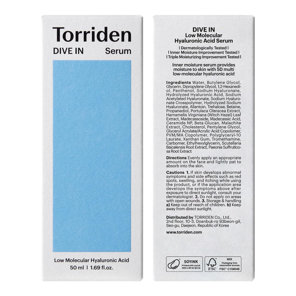 Torriden Sérum DIVE IN Ácido Hialurônico de Baixo Peso Molecular 50 ml