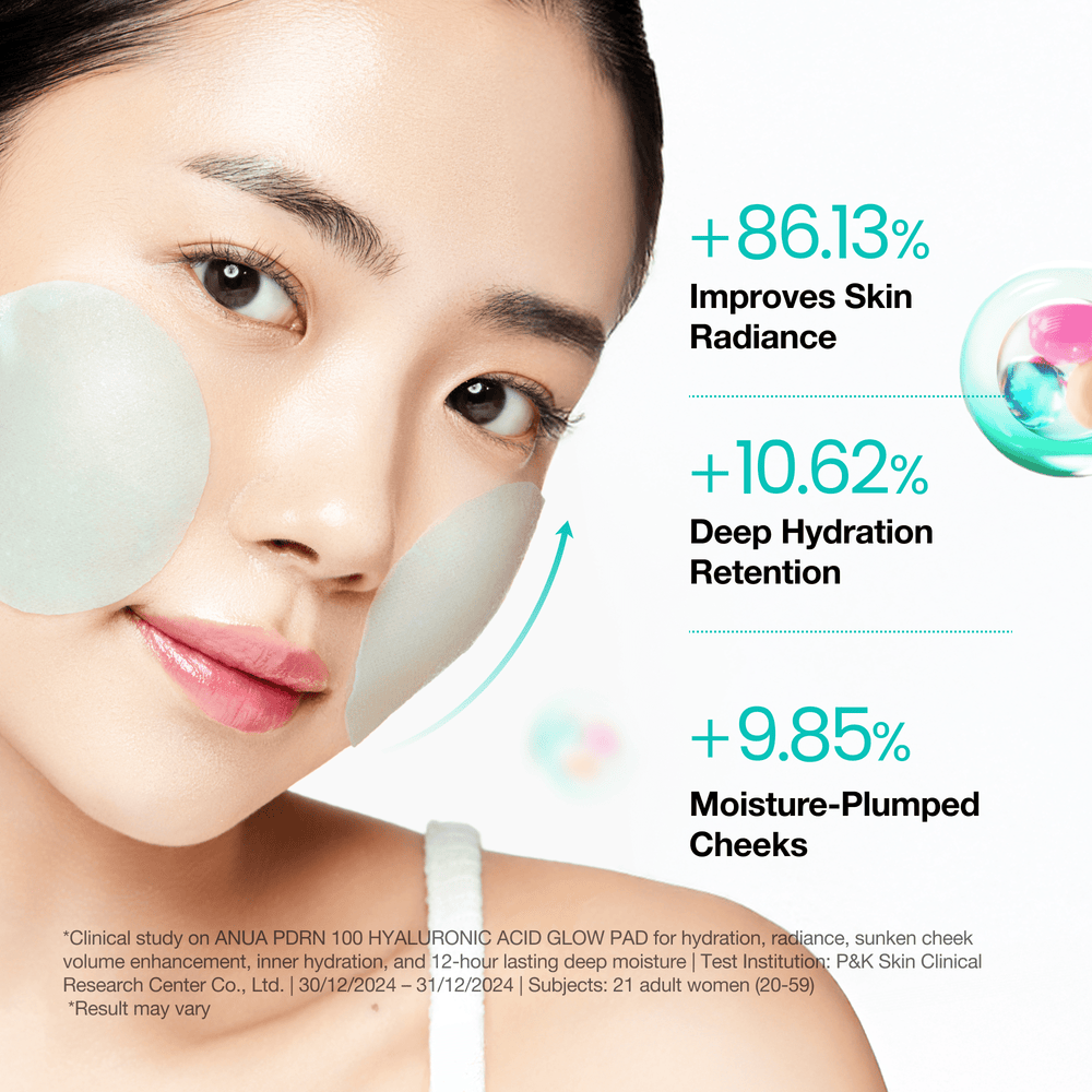 Anua Discos Faciais PDRN 100 Hyaluronic Acid Glow — 60 unidades, 180 ml