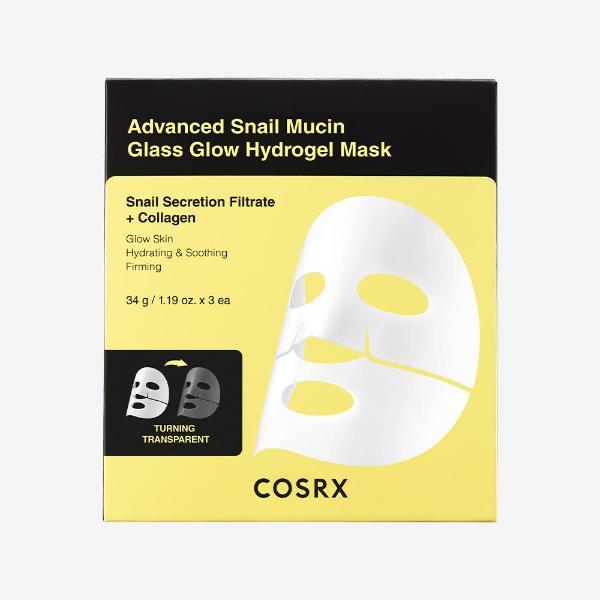 COSRX Máscara de Hidrogel Advanced Snail Mucin Glass Glow — 3 unidades