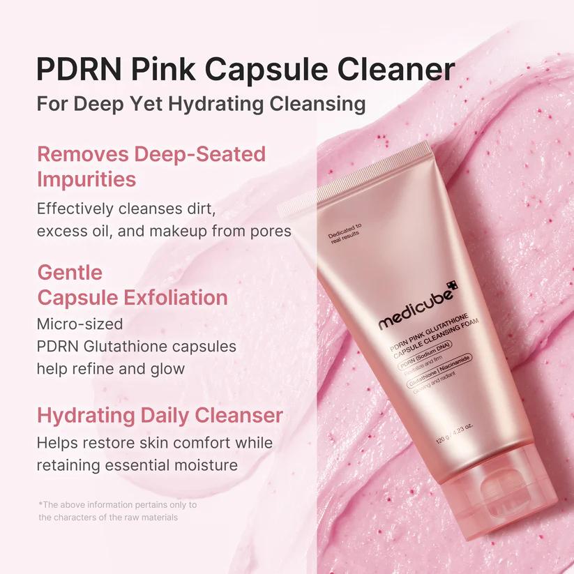 Medicube Espuma de Limpeza com Cápsulas PDRN Pink Glutationa 120 g