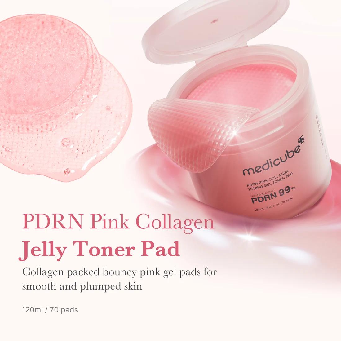 Medicube Discos Tonificantes em Gel PDRN Pink Collagen 70 unidades